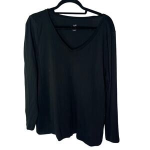 J. Jill Womens Black V Neck Long Sleeve Size Large